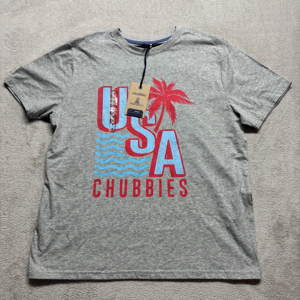 NWT Chubbies‎ T-Shirt USA The Chub Spangled Banner Mens M Gray Short Sleeve